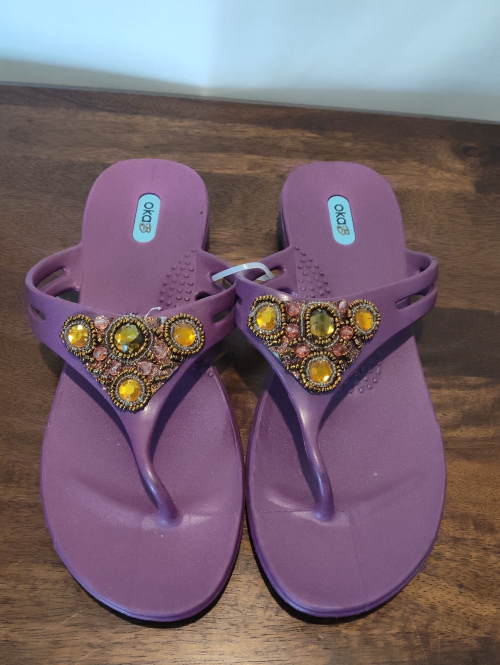 Oka B, Purple Jeweled Women's Sandals, Sz 9